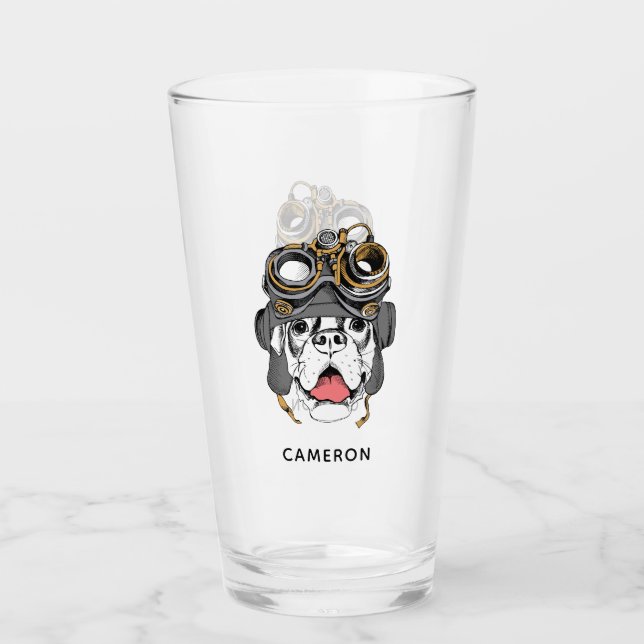 Verre Le boxeur de Steampunk | ajoutent votre nom (Devant)