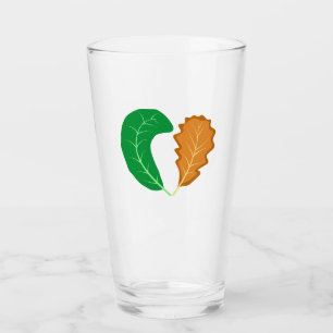 Verre Le cœur de la nature Feuilles vertes et brunes 