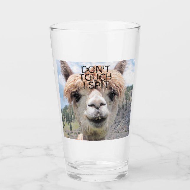 Verre Le lama drôle d'alpaga ne me touchent pas crachent (Devant)