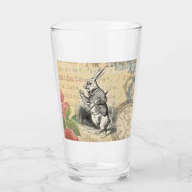 Verre Le lapin blanc Alice au pays des merveilles (Devant)