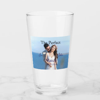 Verre le nom de mariage bleu parfait photo date cou