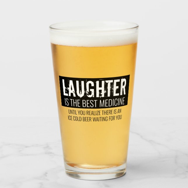 Verre Le rire est la meilleure médecine drôle Motivation (Devant (rempli))
