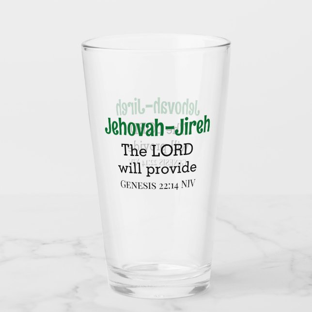 Verre Le Seigneur fournira la Bible Verse Vert et Noir (Devant)