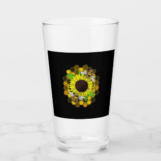 Verre Les abeilles de tournesol hippie