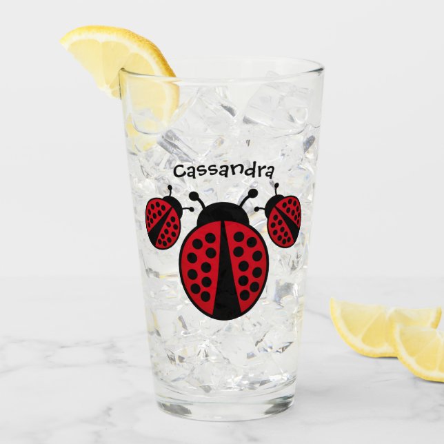Verre Les amateurs de coccinelle avec votre nom (Devant glace)