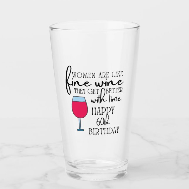 Verre Les femmes sont comme le vin 60e anniversaire verr (Devant)