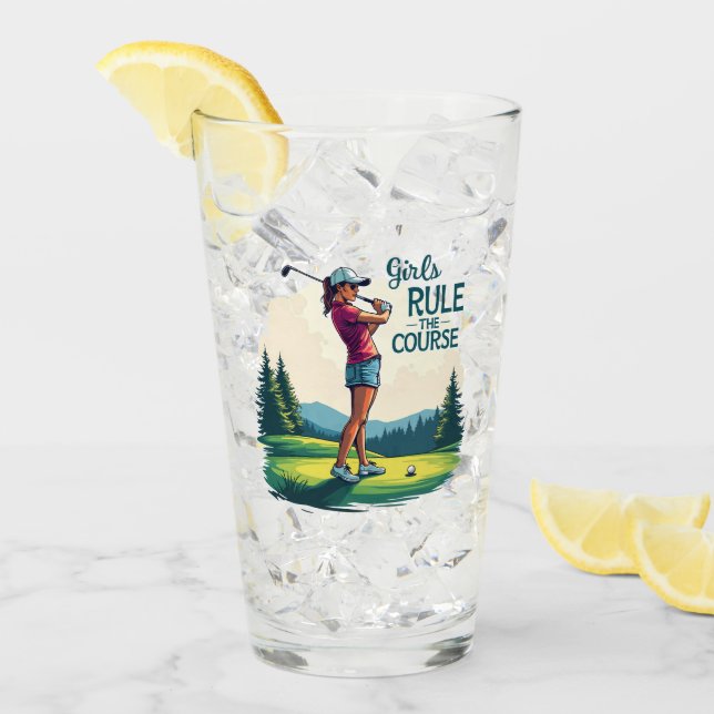 Verre Les filles gouvernent le parcours Retro Golf Illus (Devant glace)