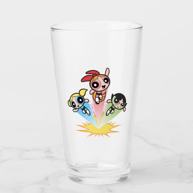 Verre Les Filles Powerpuff Se Lancent Dans L'Air (Devant)