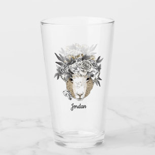Verre Les moutons floraux de halo   ajoutent votre nom