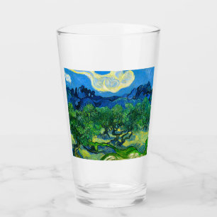 Verre Les oliviers de Van Gogh dans un paysage montagneu