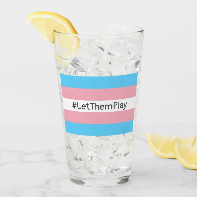 Verre #Let'ThemPlay Drapeau Transgenre Athlètes (Devant glace)