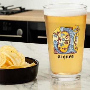 VERRE LETTRE BLEUE MOYENNE ET ROUGE LIVRE ÉCLAIRÉ J