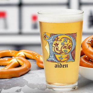 VERRE LETTRE BLEUE MOYENNE ET ROUGE LIVRE ÉCLAIRÉ R