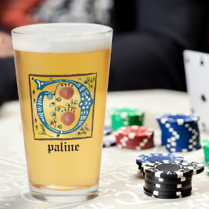 Verre LETTRE Florale Médiévale ÉCLAIRÉE O MONO