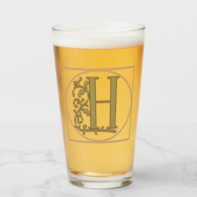 Verre LETTRE H MONOGRAM Beau Mariage Nouveau Accueil Cad (Devant (rempli))