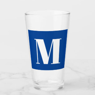 Verre LETTRE INITIALE Bleu Profond Monogramme Moderne De