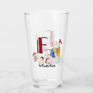 Verre Lettre monogramme F Adorable Angel Snowman Forest