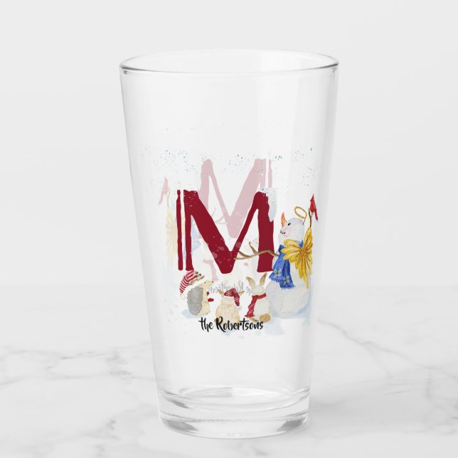 Verre Lettre monogramme M Angel Snowman Noël (Dos)