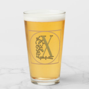Verre LETTRE X MONOGRAM Beau Mariage Nouveau Accueil Cad