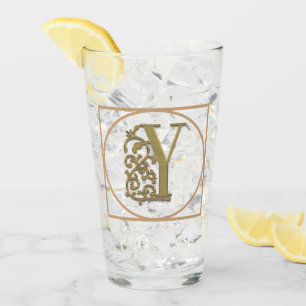 Verre LETTRE Y MONOGRAM Beau Mariage Nouveau Accueil Cad