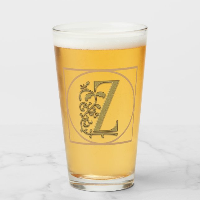 Verre LETTRE Z MONOGRAM Beau Mariage Nouveau Accueil Cad (Devant (rempli))