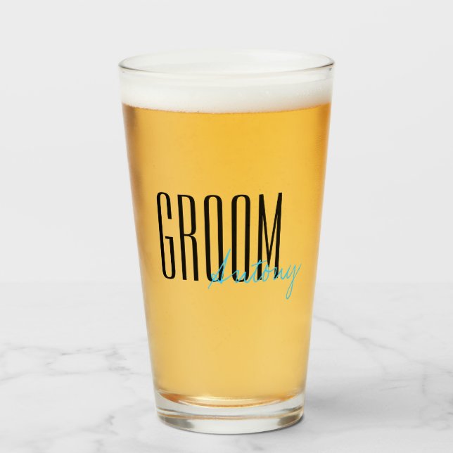 Verre Lettres audacieuses "Groom" Soirée de mariage pers (Devant (rempli))