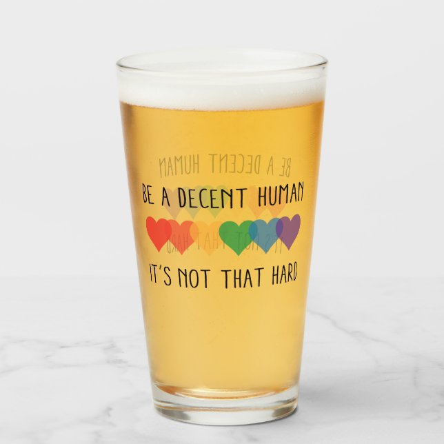 Verre LGBT Heart Retro Be A Decent Human Ce n'est pas qu (Devant (rempli))