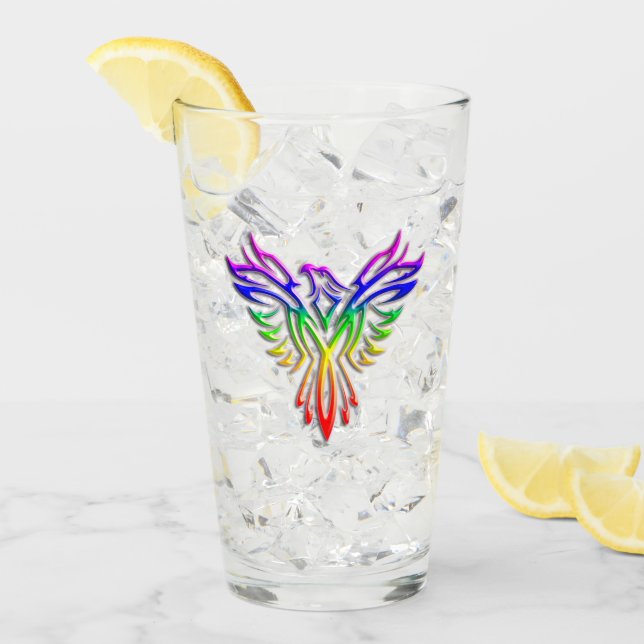 Verre LGBT Rainbow Pride Phoenix Rising (Devant glace)