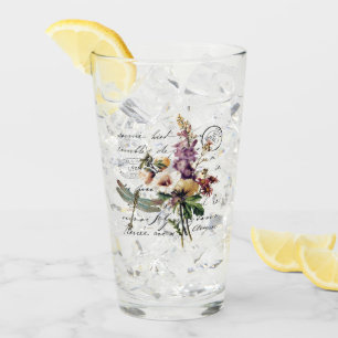 Verre libellule et fleurs