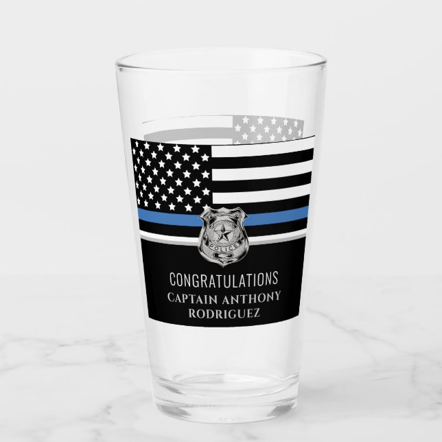 Verre Ligne Bleue Mince Police Police Retraite (Devant)