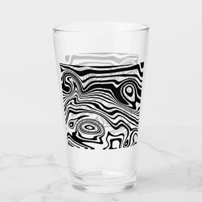 Verre Lignes noires et blanches Abstraites - personnalis (Devant)