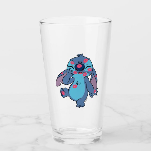 Verre Lilo & Stitch | Stitch Couvert dans les baisers (Devant)