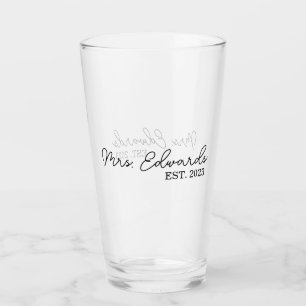 Verre Limite Cursive Mme Custom Nom de famille Mariage C
