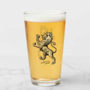 Verre Lion héraldique personnalisable Monogramme