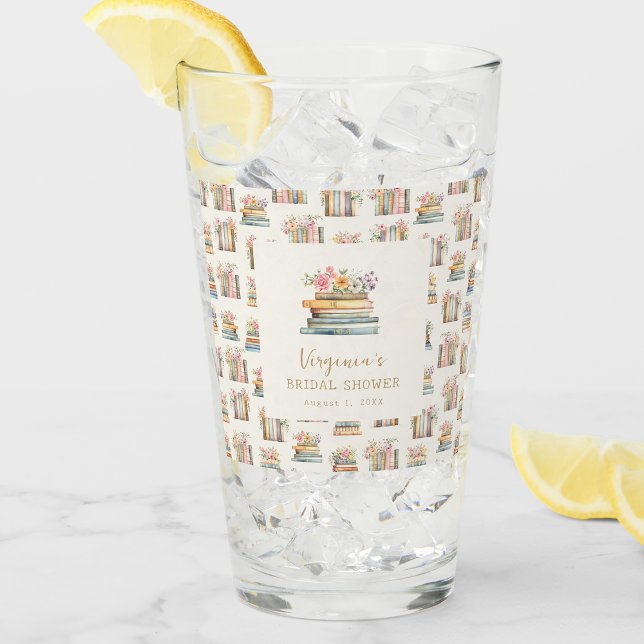 Verre Livres de Fleurs Sauvages Fête de Mariage (Wildflower Books Bridal Shower Glass by Painted Paperie
)