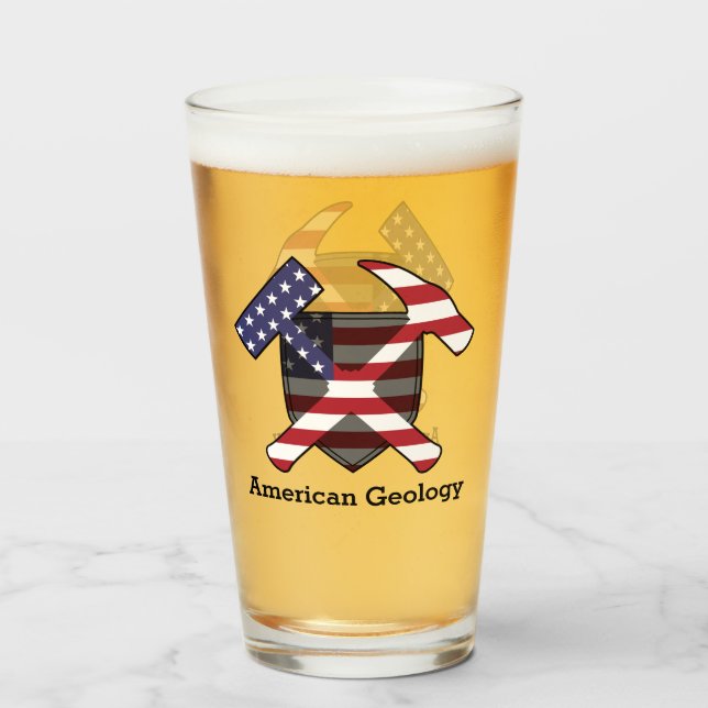 Verre Logo American Geology Rock Hammer - Personnalisabl (Devant (rempli))