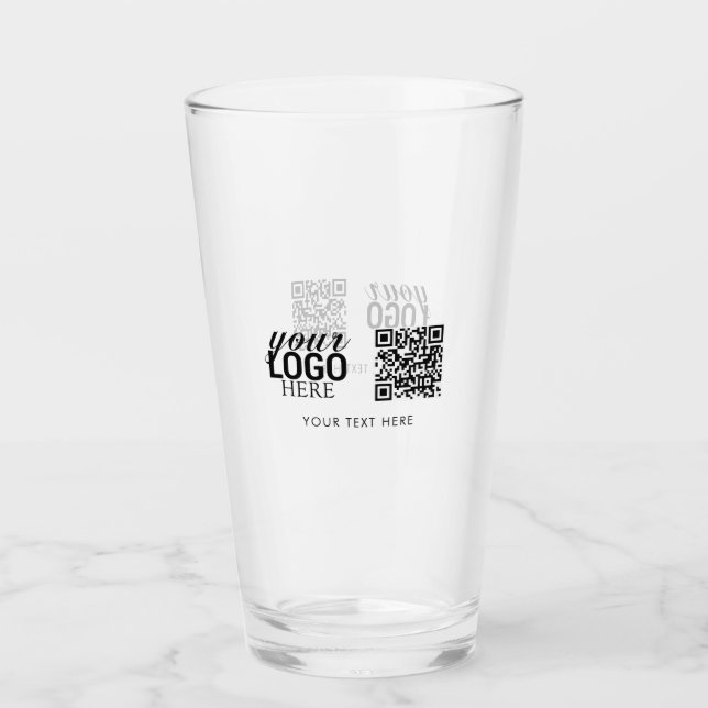 Verre Logo de l'entreprise Code QR & Texte Cadeaux clien (Devant)