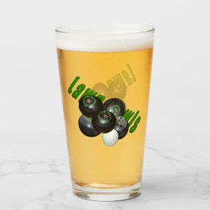 Verre Logo Et Bowls De Pelouse Verte,