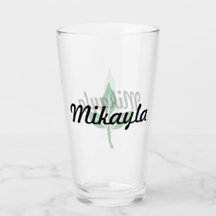 Verre Logo feuille avec nom