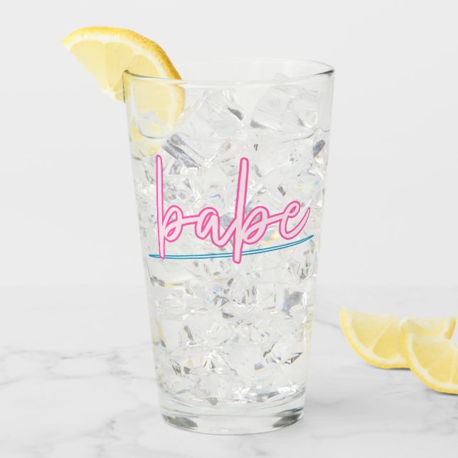 Verre LOLA Neon Blue et rose 90's Babe Bachelorette (Devant glace)