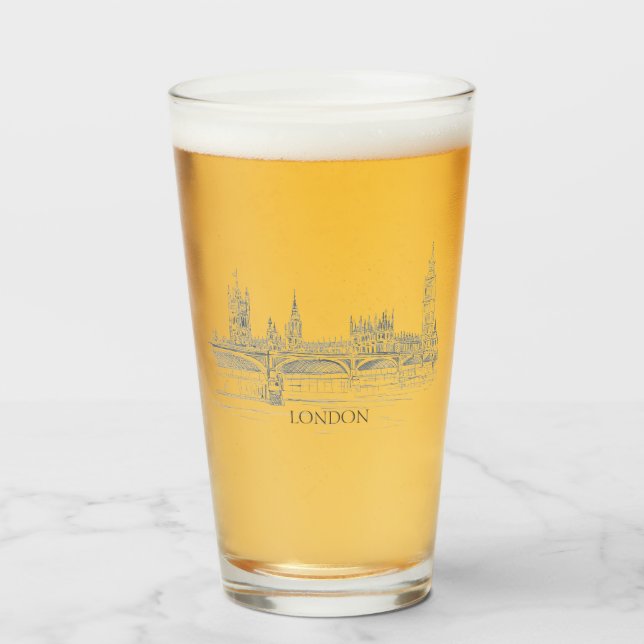Verre London Bridge et Big Ben Pen et pinte d'encre (Devant (rempli))