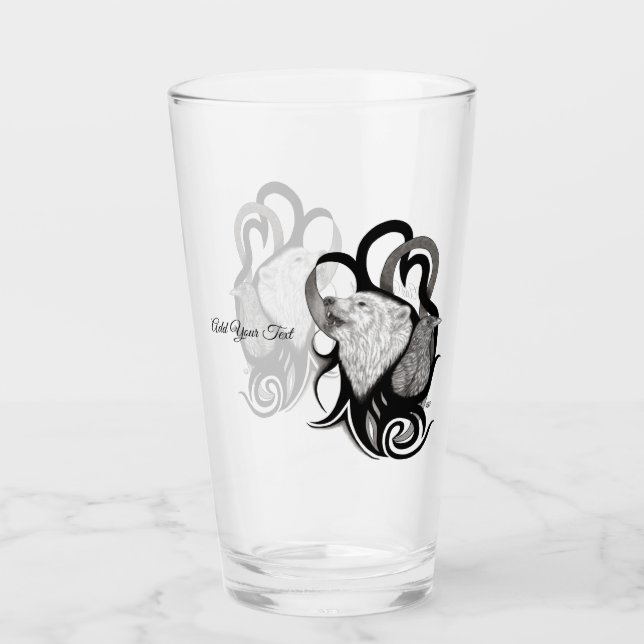 Verre Loup blanc avec art tribal coréen (Devant)