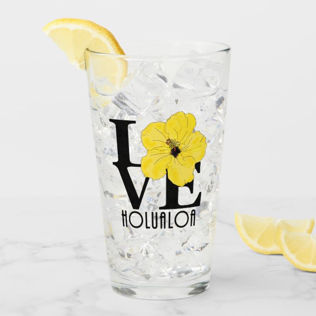 Verre LOVE Holualoa Hibiscus jaune (Devant glace)