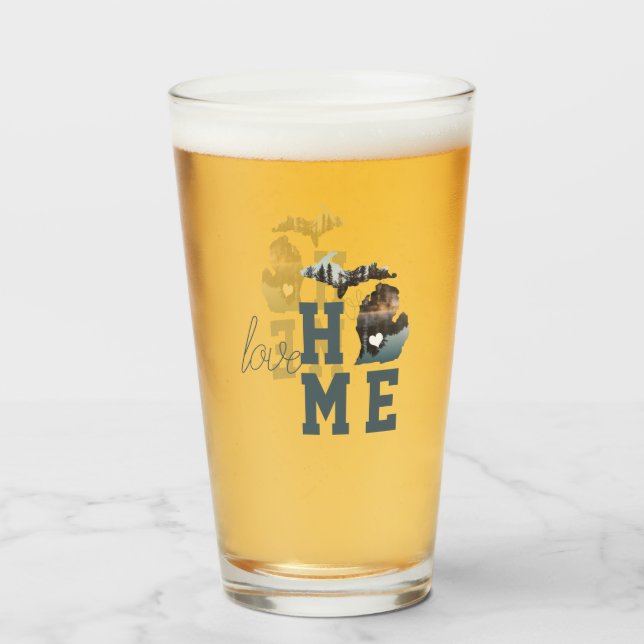 Verre Love Home Etat du Michigan Silhouette avec photo (Devant (rempli))