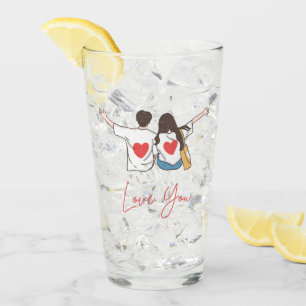 Verre Love You Illustrated Romantic Glass Cup