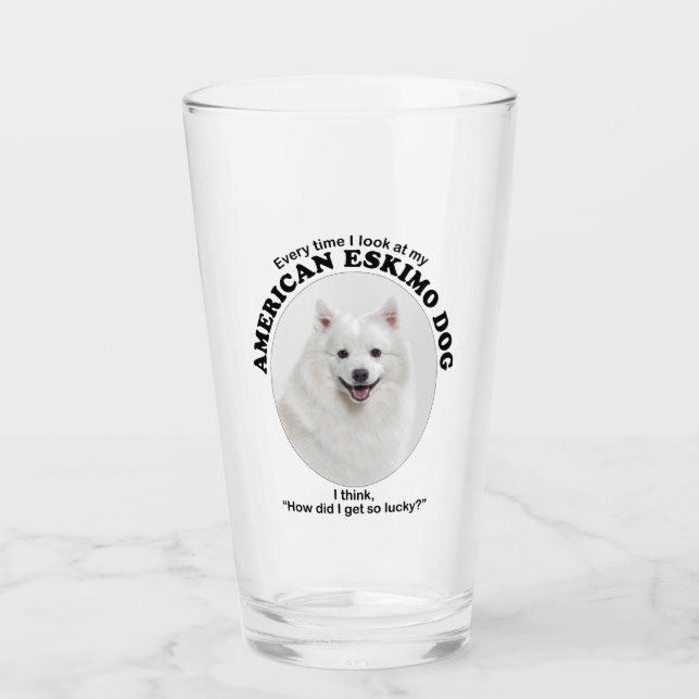 Verre Lucky American Eskimo Chien (Devant)