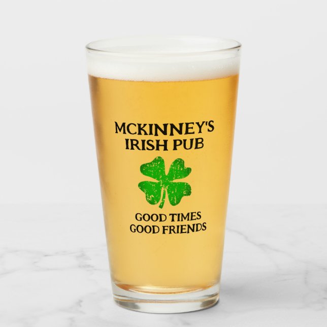 Verre Lunettes de bière de pub irlandais Custom St Patri (Devant (rempli))