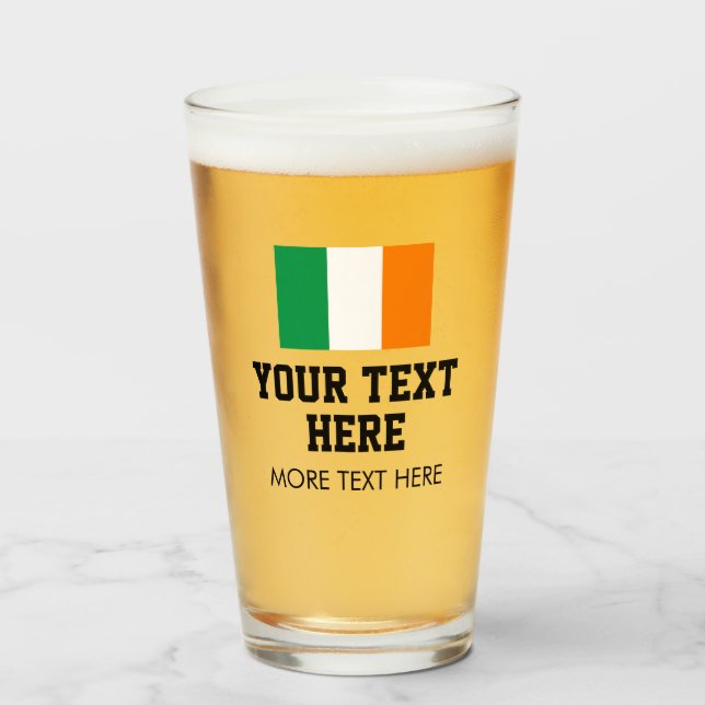 Verre Lunettes de bière St Paddys avec drapeau irlandais (Devant (rempli))