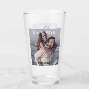 Verre M. et Mme ajoutent nom de famille photo date maria