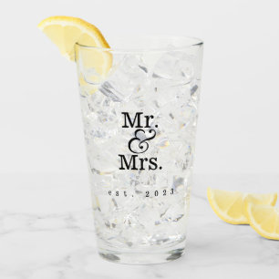 Verre M. et Mme Glassware Mariage Cadeau personnalisé